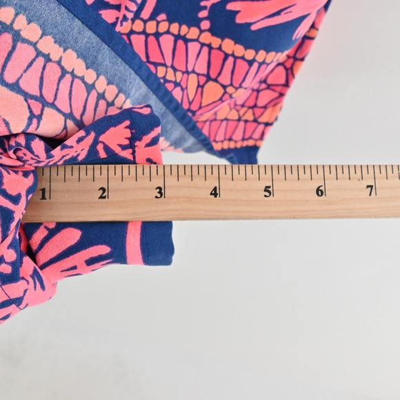 Lilly Pulitzer Donna Romper Sz 10 Indigo Night Caw Blue Pink Sleeveless Playsuit - Picture 8 of 16